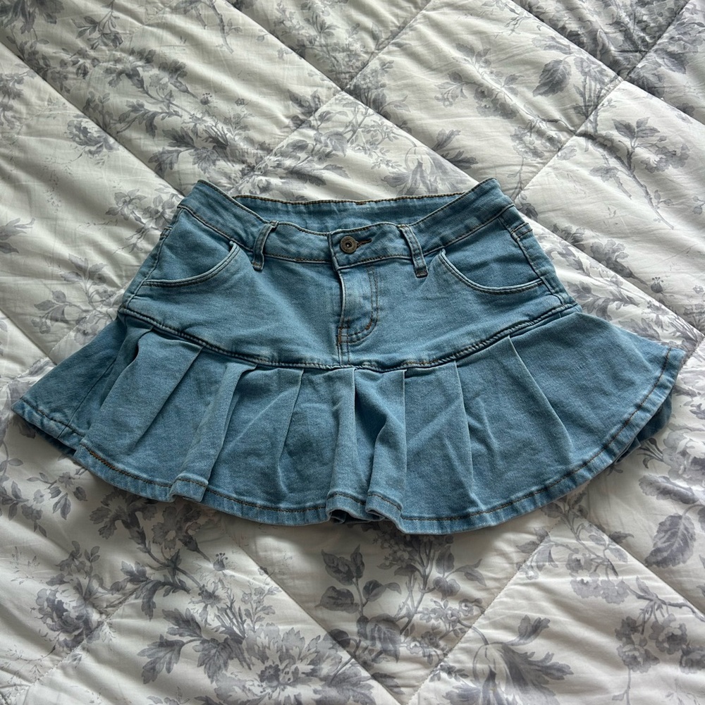 Denim Pleated Skort